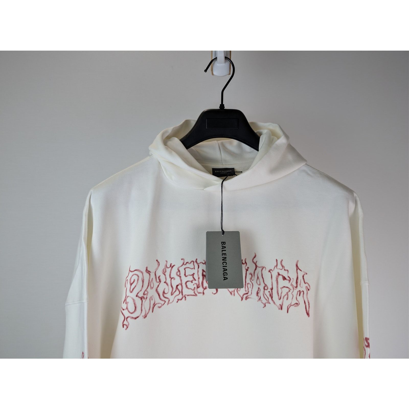 Balenciaga o1rshd1 Large Fit Hoodie in White / Red Size US L / EU 52-54 / 3 - 3 Thumbnail