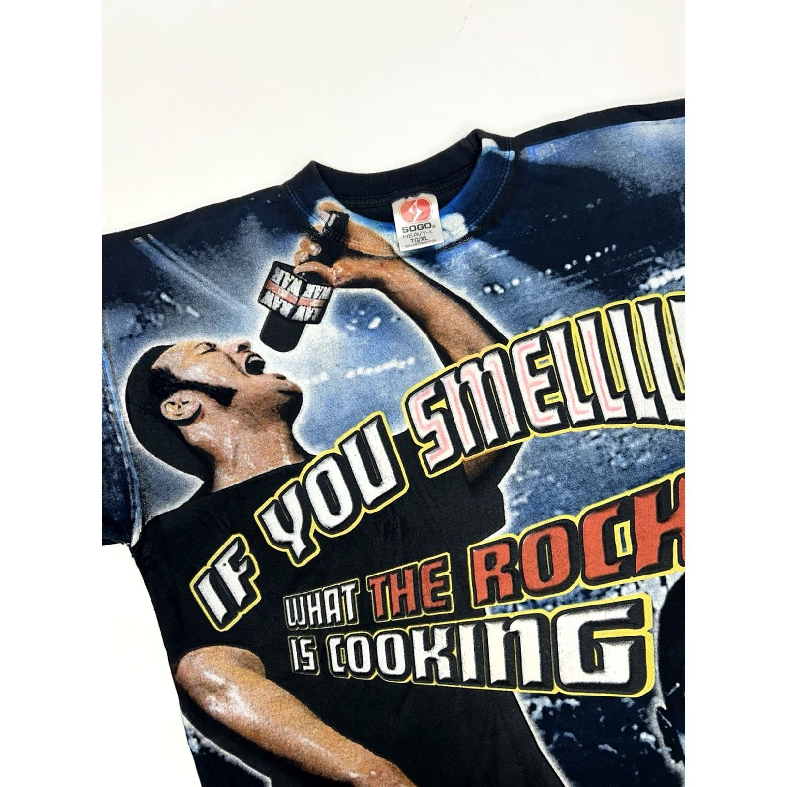 Vintage VINTAGE WWF The Rock Tee XL AOP 2000 If You Smell What The Rocks Cooking Mens Size US XL / EU 56 / 4 - 2 Thumbnail