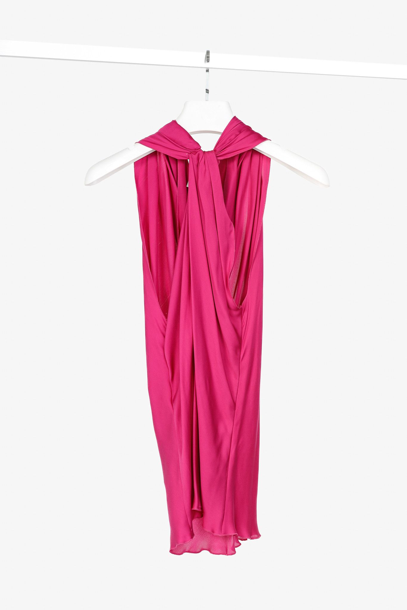 Lanvin Lanvin SS/13 Fuchsia Silk Charmeuse Cowl-Neck Blouse Size M / US 6-8 / IT 42-44 - 2 Thumbnail