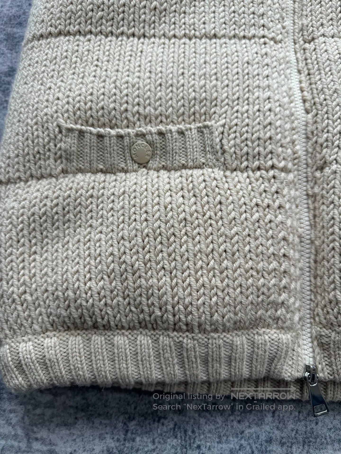 Moncler Moncler Khaki Knit Wool Patchwork Down Vest| Size S / US 4 / IT 40 - 5 Thumbnail