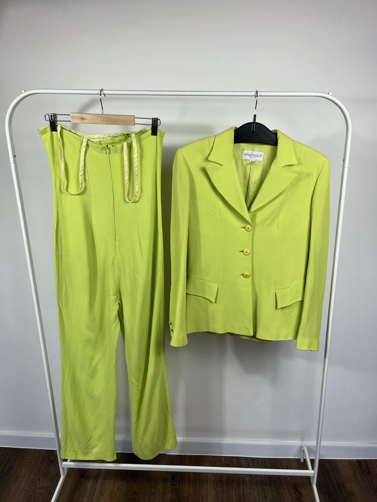 Other Vintage Sportstaff Lime Green Pantsuit Blazer Trouser Set 44 Size M / US 6-8 / IT 42-44 - 1 Thumbnail