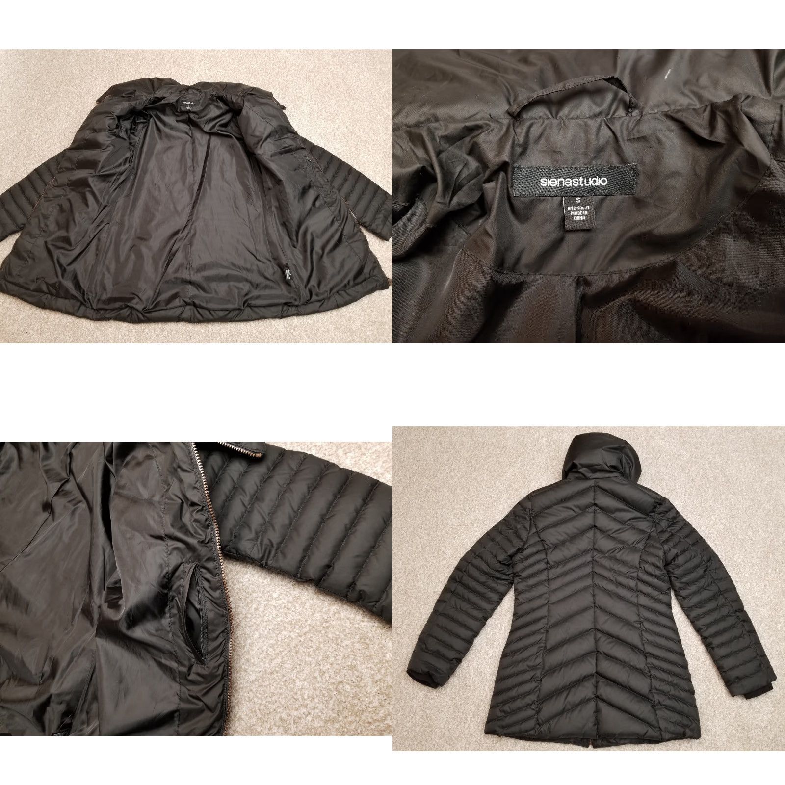 Vintage Sienastudio Puffer Jacket Womens Small Black Down Quilted Insulated Parka Size S / US 4 / IT 40 - 8 Thumbnail