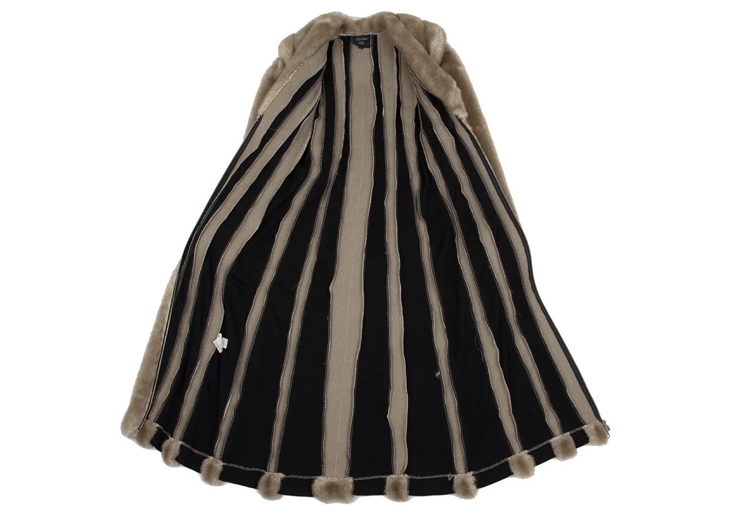 Jean Paul Gaultier Fur Striped Double Zip Coat in Beige and Black Size US XXL / EU 58 / 5 - 9 Thumbnail