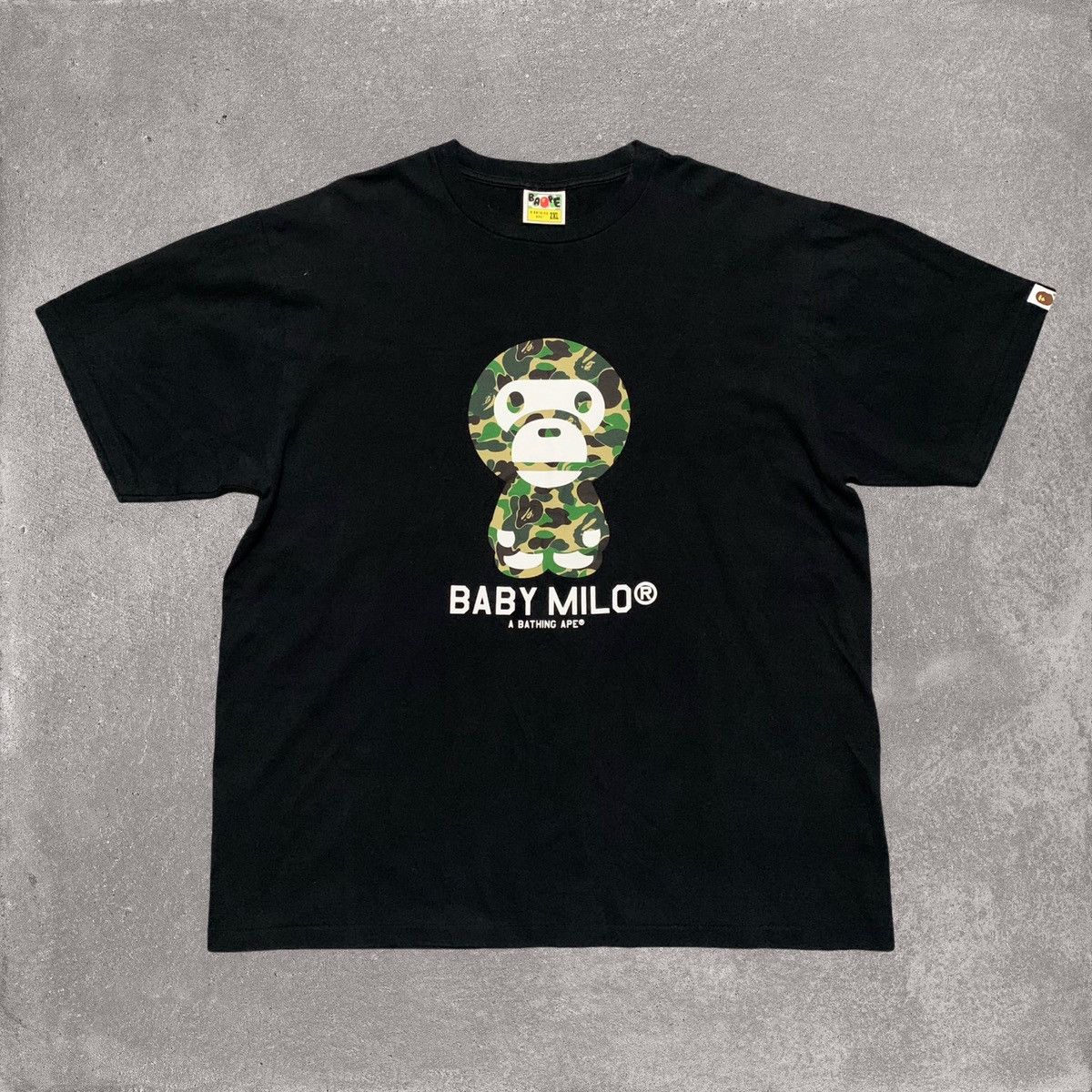 image of Bape 2Xl Baby Milo Green Abc Camo Black Tee , Men's