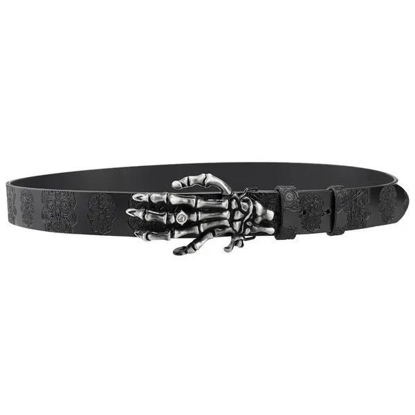 Japanese Brand Isshiki x eko Rhinestone Skeleton Hand PU Leather Belt Size ONE SIZE - 4 Thumbnail