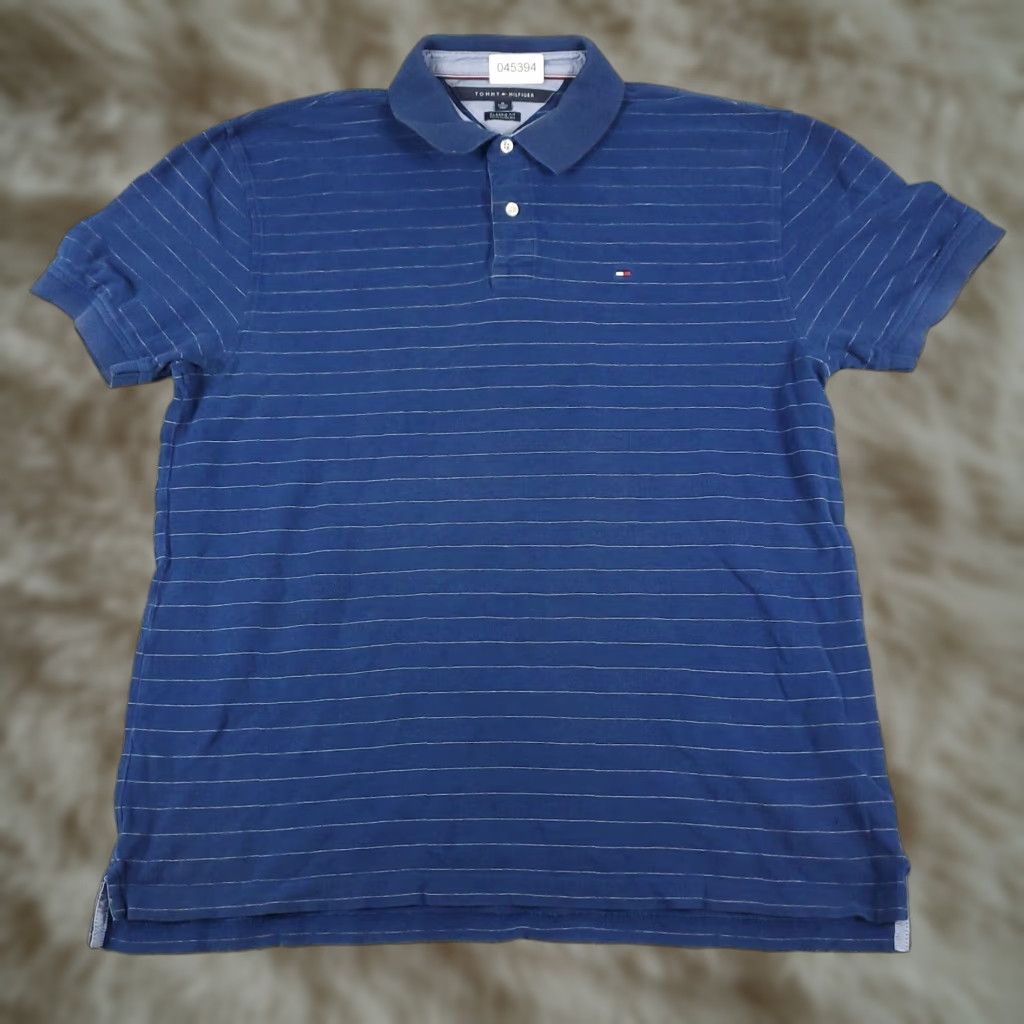 Tommy Hilfiger Tommy Hilfiger Polo Shirt Mens XL Blue Striped Casual Short Sleeve Preppy Classic Size US XL / EU 56 / 4 - 1 Thumbnail