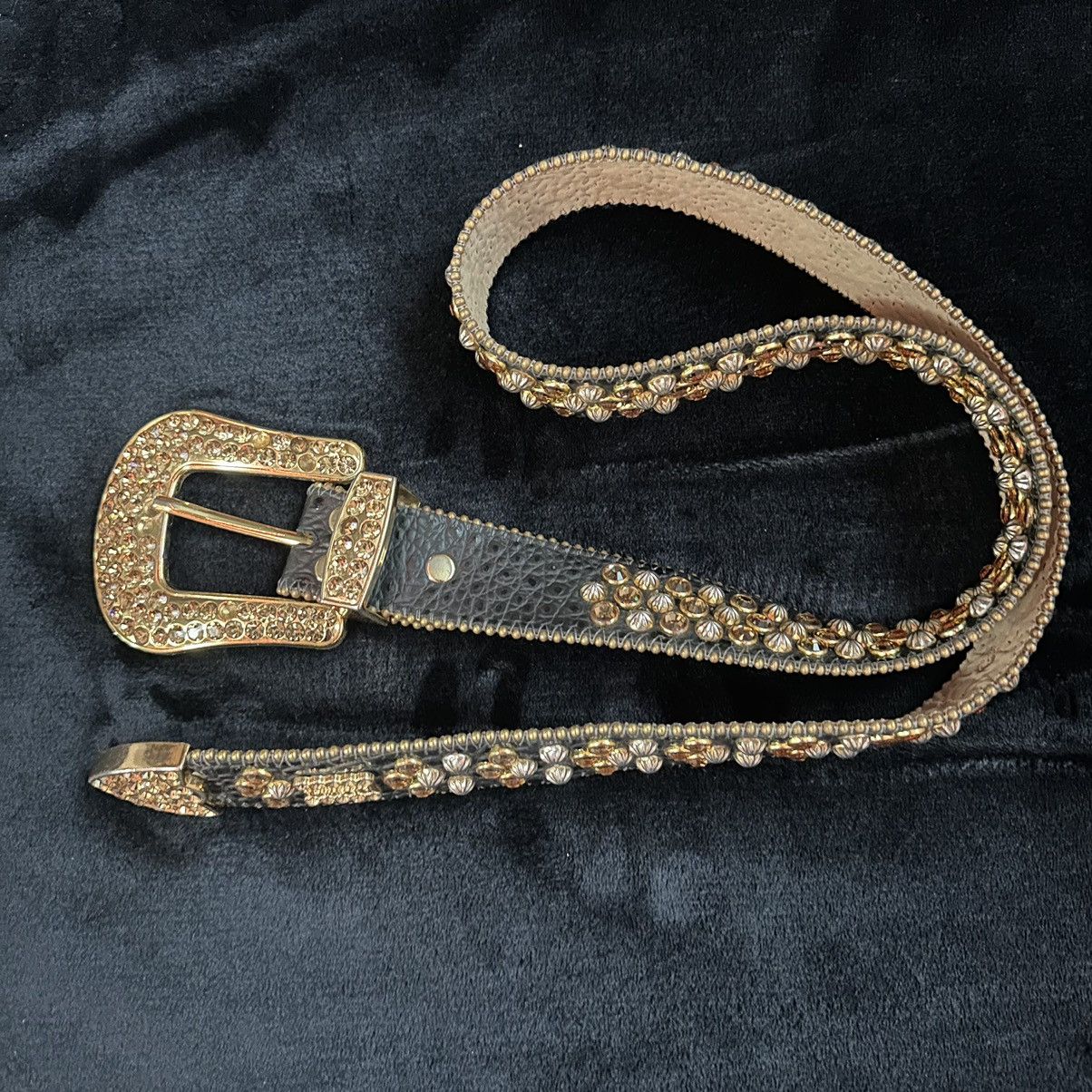 B.B. Simon Bb Simon Belt Lavasan Black & Gold Size 34 - 1 Thumbnail