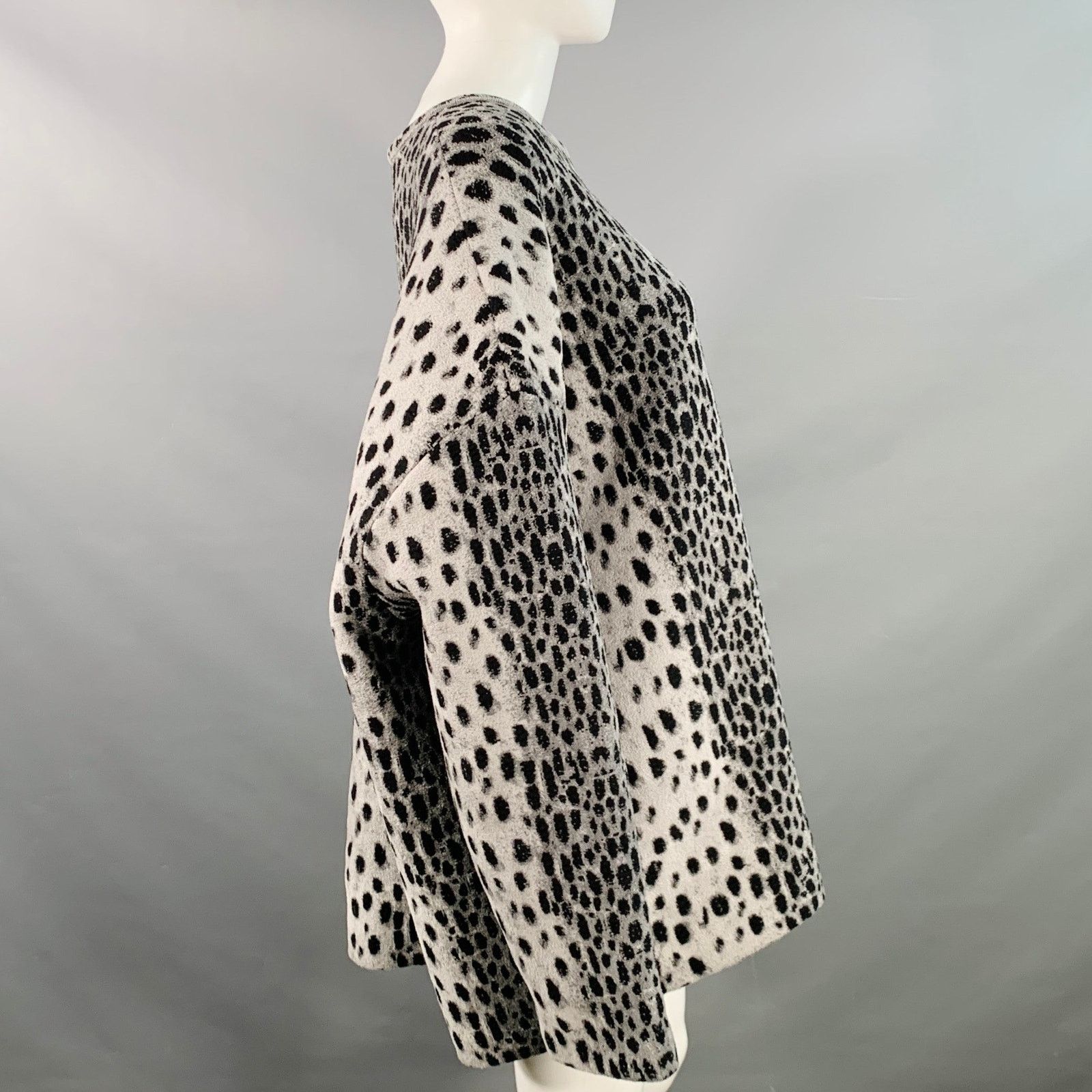 Alaia ALAIA Size 8 Grey Black Viscose Blend Animal Print Sweater Size M / US 6-8 / IT 42-44 - 3 Thumbnail