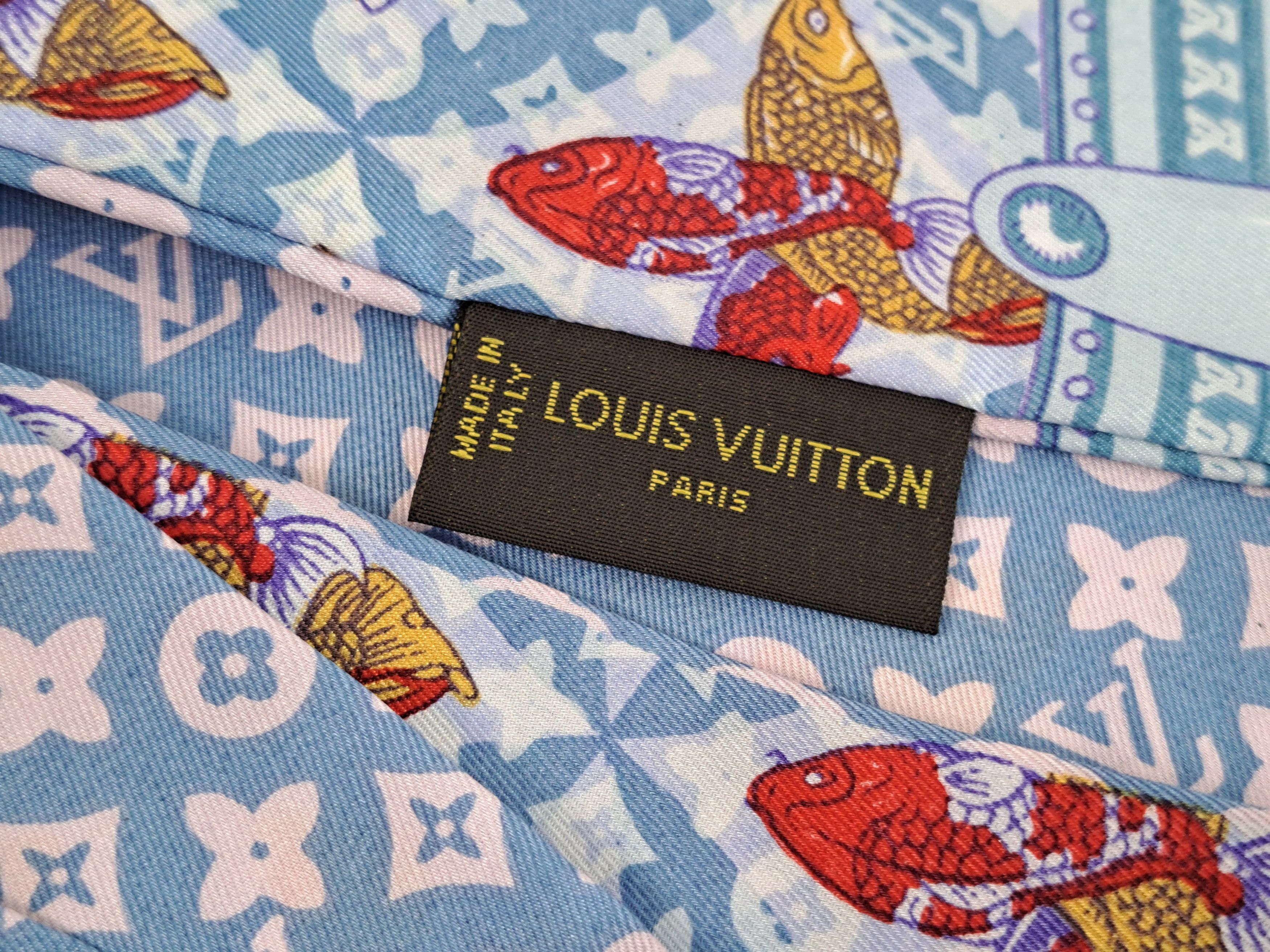 Louis Vuitton × Vintage LOUIS VUITTON monogram koi fish silk twilly/bandeau/scarf. Size ONE SIZE - 11 Thumbnail