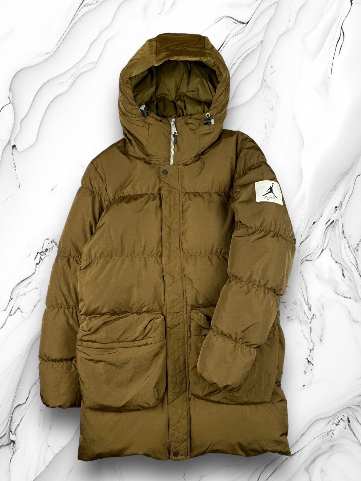 image of Jordan Nike Air Jordan Puffer Jacket Full Zip Hooded Repel in Brown, Men's (Size Small)