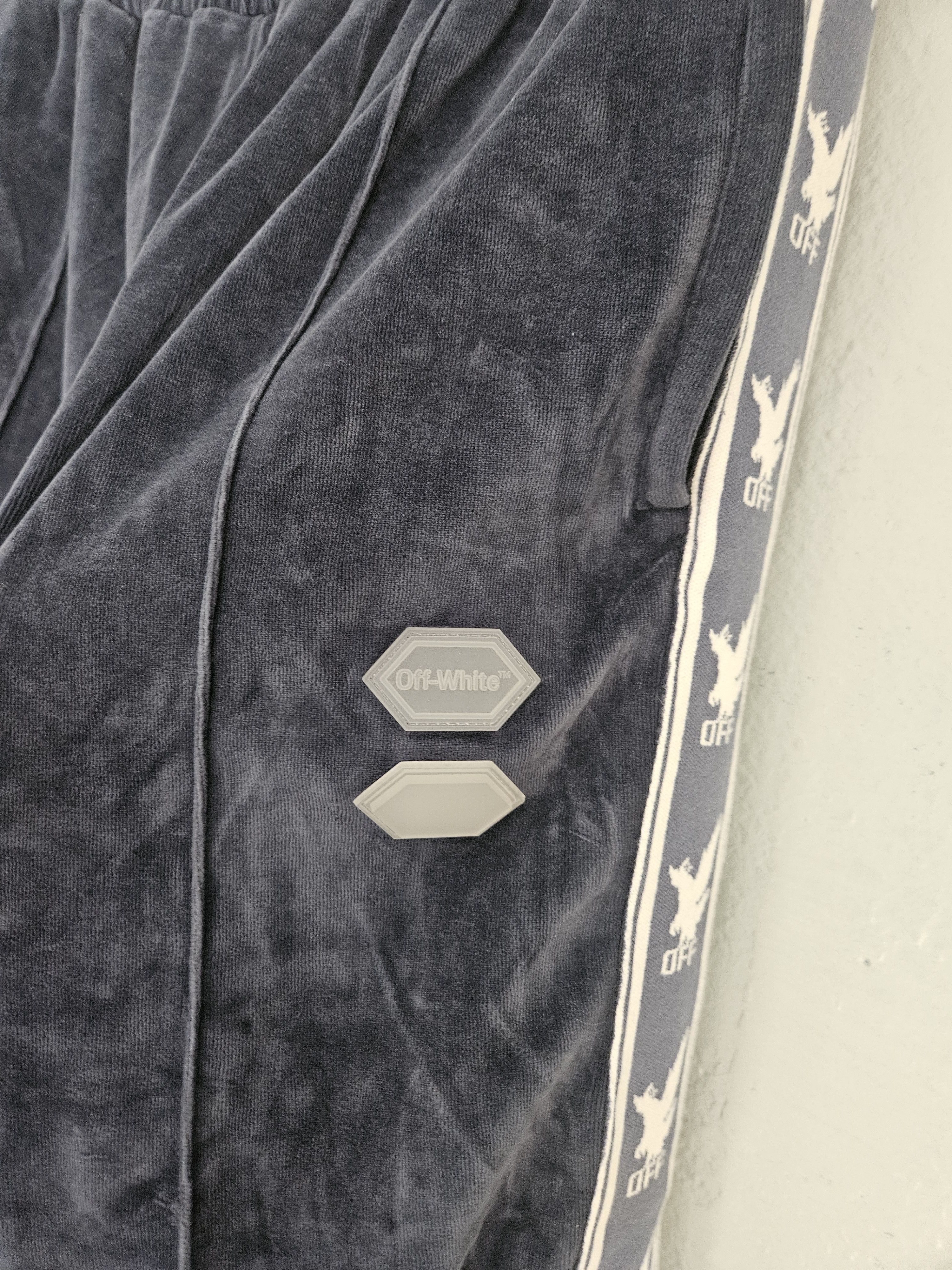 Off-White Eagle Logo Tape Blue Velour Sweatpants Size US 36 / EU 52 - 4 Thumbnail