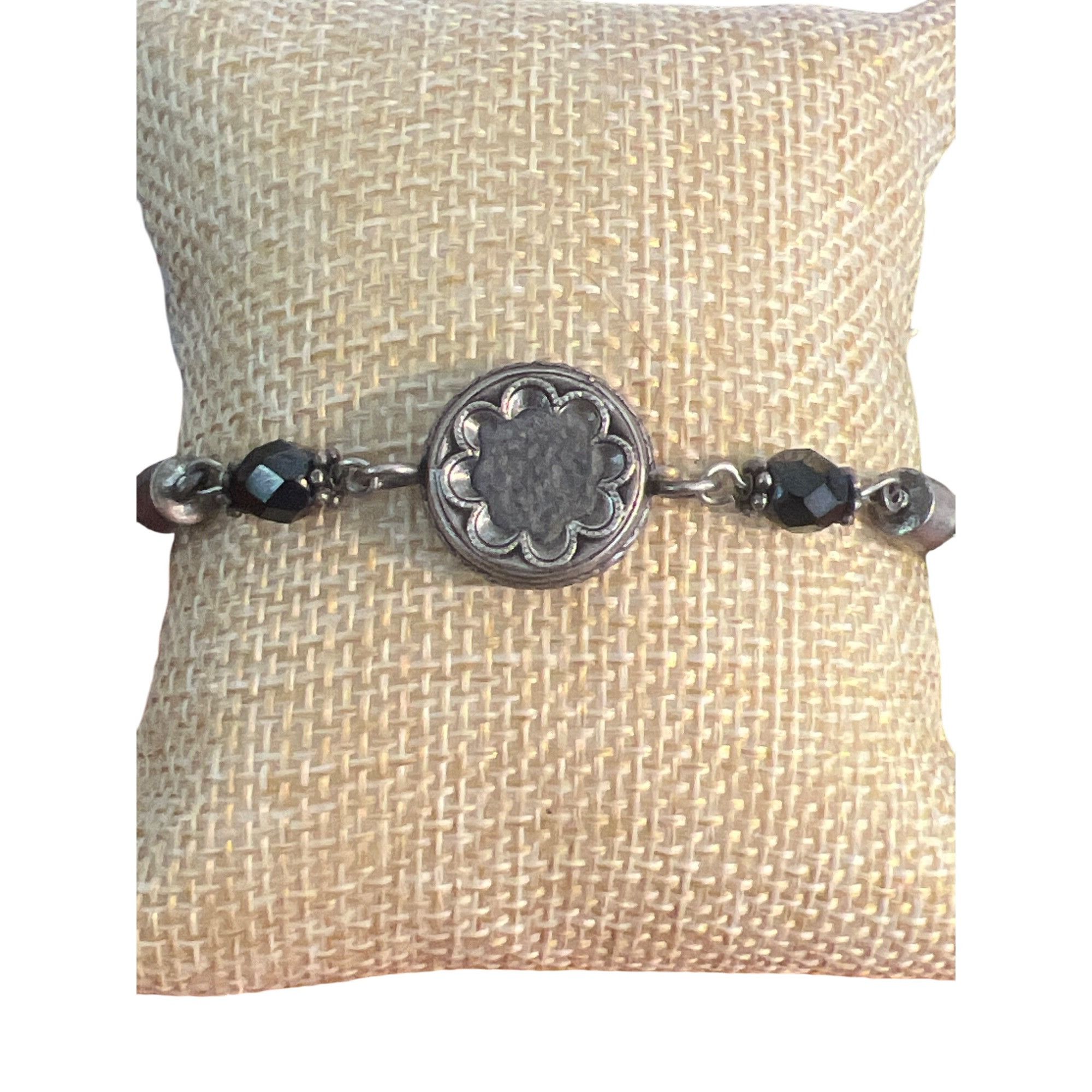 Other Vintage GB Collection Sterling Silver Bracelet Mesh Black Gl Size ONE SIZE - 1 Thumbnail