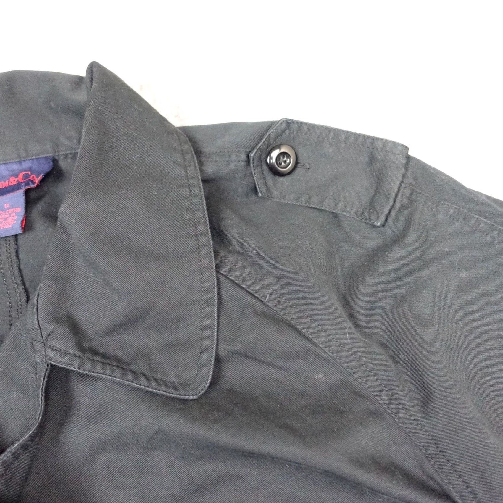 Denim & Co. VINTAGE Denim & Co Coat Womens 1X Black Trench Double Breasted Epaulettes Plus Coat Size XL / US 12-14 / IT 48-50 - 7 Thumbnail