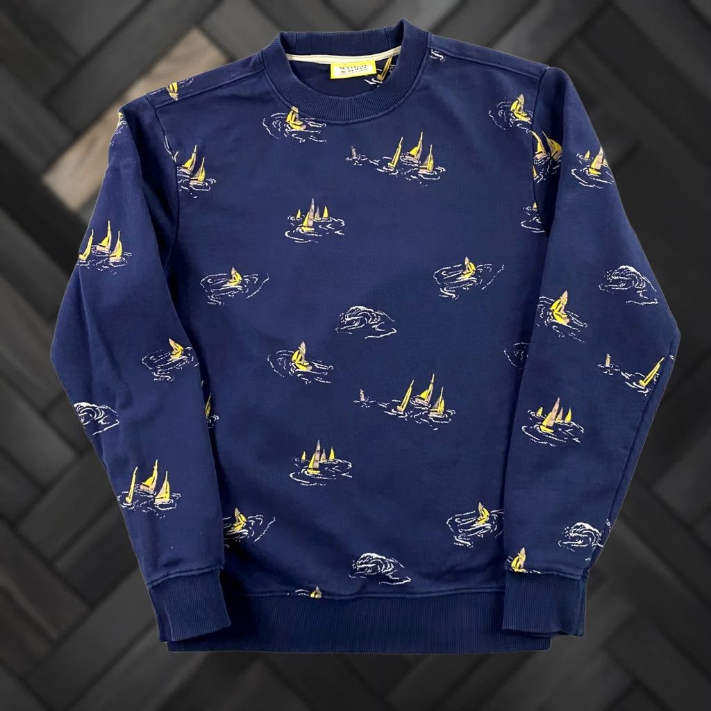 Scotch & Soda Scotch & Soda Sweatshirt Mens Small Sail Boats Pullover Crew Preppy Blue Size US S / EU 44-46 / 1 - 1 Thumbnail