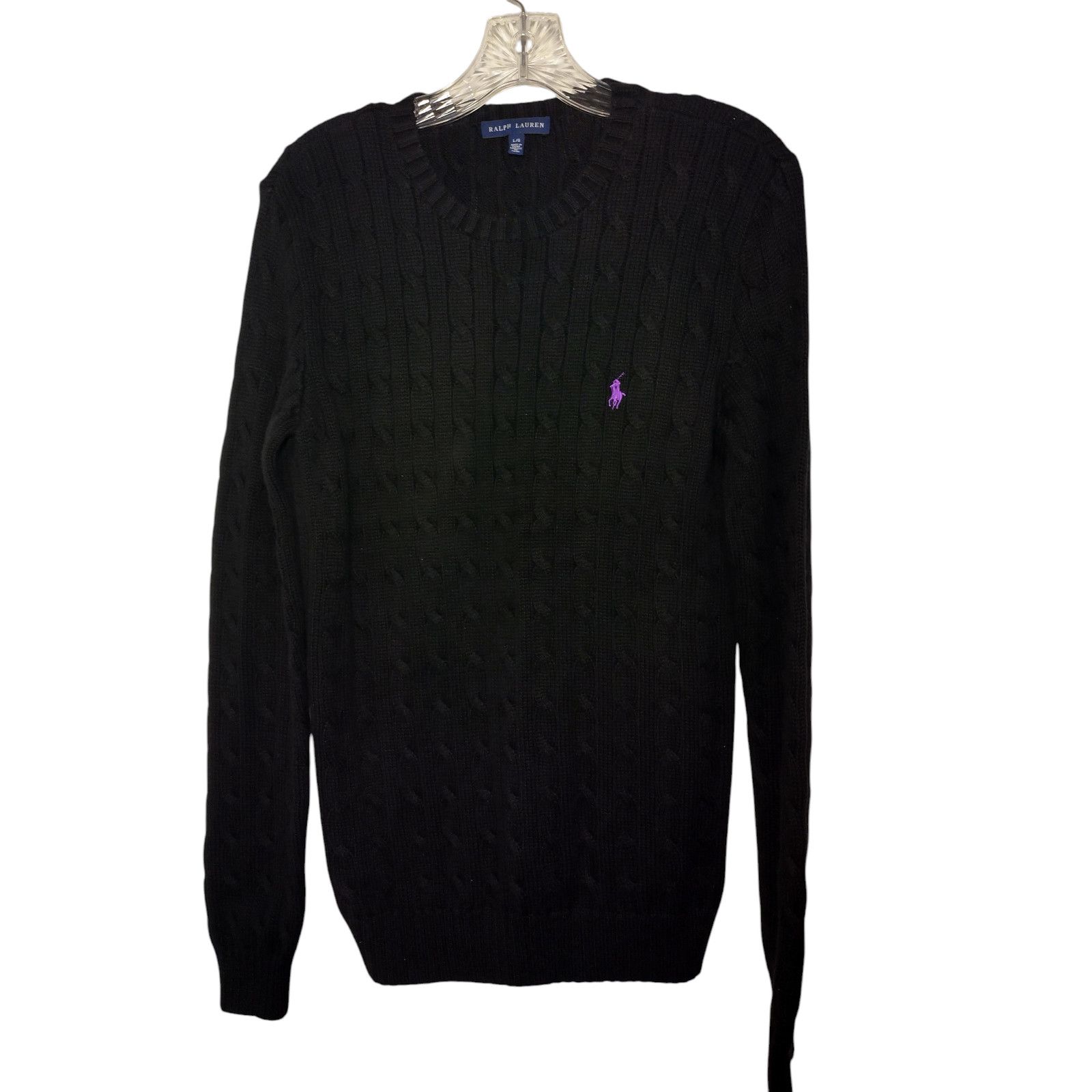 Ralph Lauren Ralph Lauren Womens Black Long Sleeve Cable Knit Sweater Lg Size L / US 10 / IT 46 - 8 Thumbnail