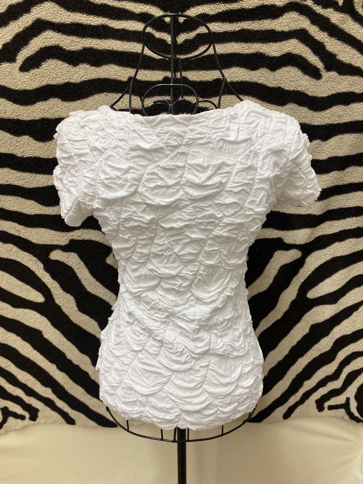 Vintage White abstract viscose shirt Size S / US 4 / IT 40 - 3 Thumbnail
