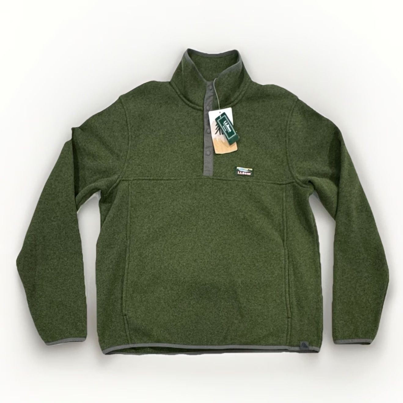 Vintage L.L. Bean Green 1/4 Snap Pullover Sweater Men’s Large Slim Fleece Casual Knit Long Sleeve Size US L / EU 52-54 / 3 - 2 Thumbnail