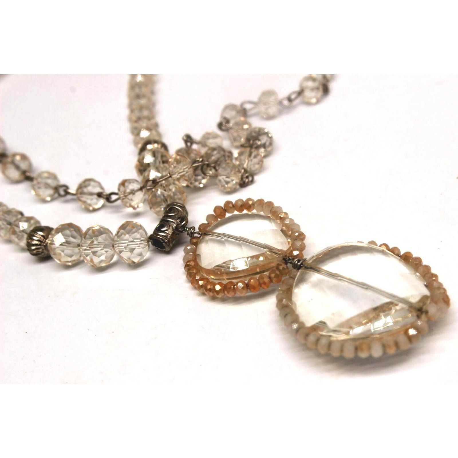 Other Rare Double Strand Faceted Crystal Bead Necklace Silvertone Size ONE SIZE - 4 Thumbnail