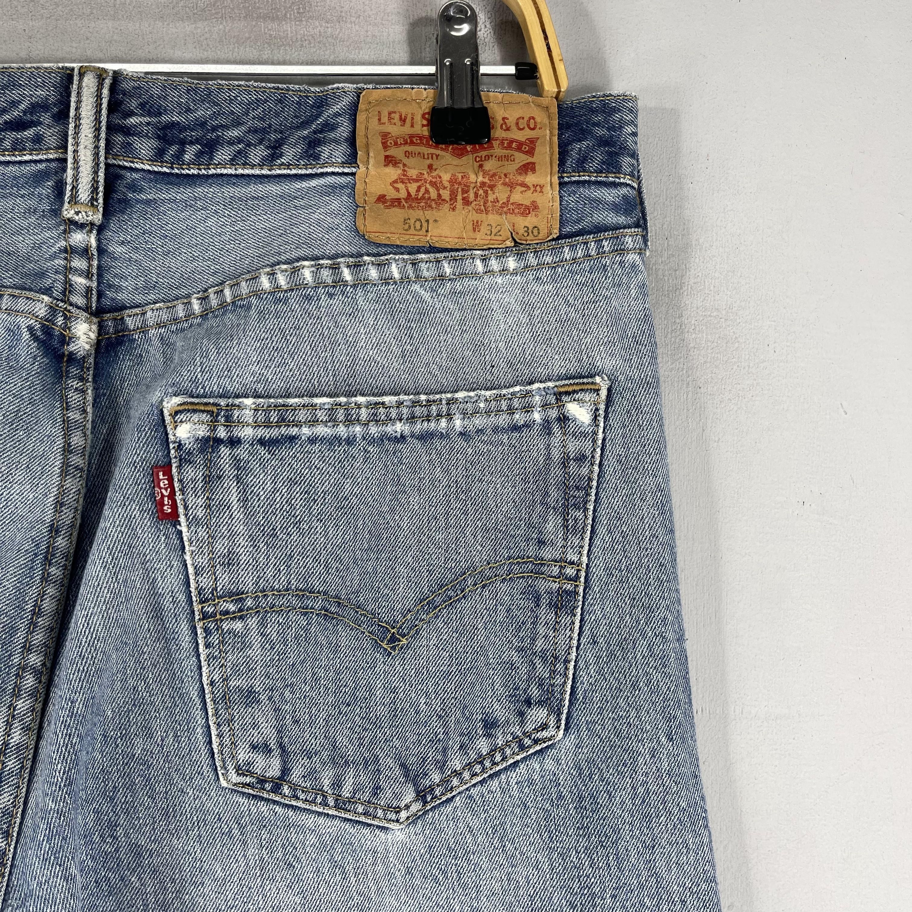 Levi's Vintage Clothing × Vintage W33 L28 Vintage Levis 501 Distressed Reinforced Jeans Size US 33 - 11 Thumbnail