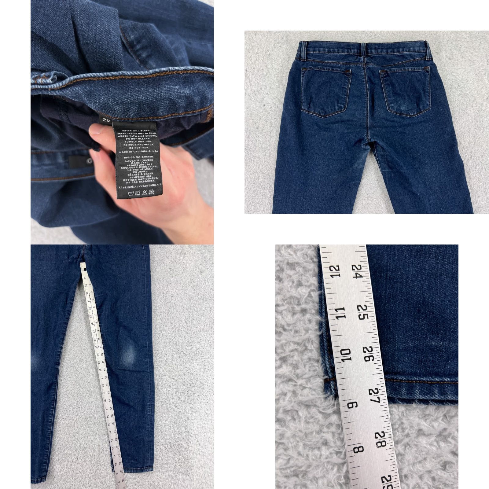 J Brand J Brand Jeans Women's Blue Indigo Dye Denim Dark Wash Skinny Straight Leg 29" Regular Fit 5-Pocket Menus? Size 29" - 8 Thumbnail