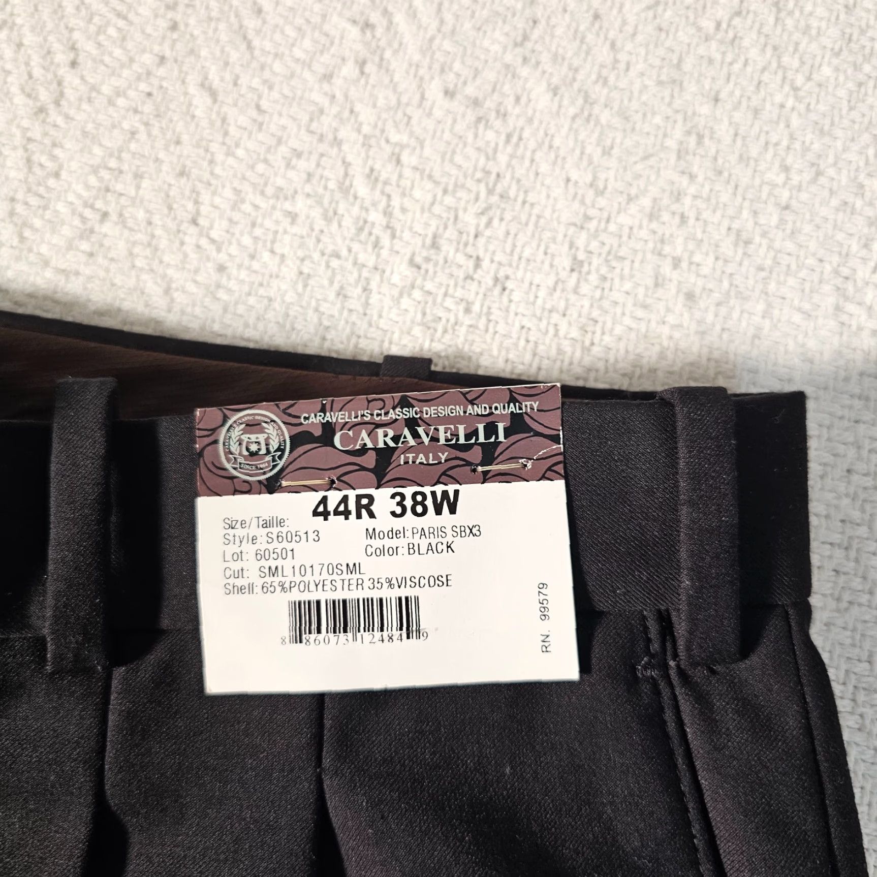Vintage NWT Caravelli Dress Pants Men 44R 38W Black Classic High Rise Pleated Straight Size US 44 / EU 60 - 3 Thumbnail