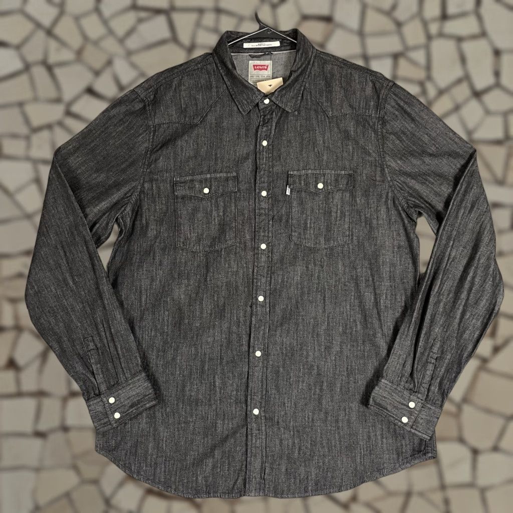 Levi's Mens Shirt 2XL Black Denim Button-Up Long Sleeve Western
