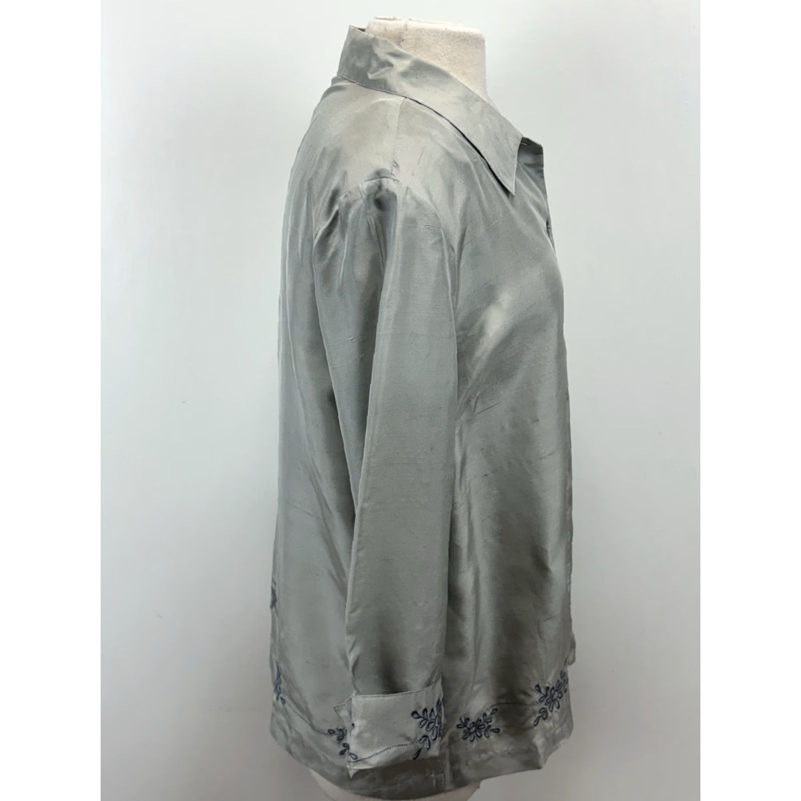 Vintage VINTAGE ISC Silk Outfit Pants Shirt Grey Large Womens 1990s Embroidered Y2K Fairy Size L / US 10 / IT 46 - 5 Thumbnail