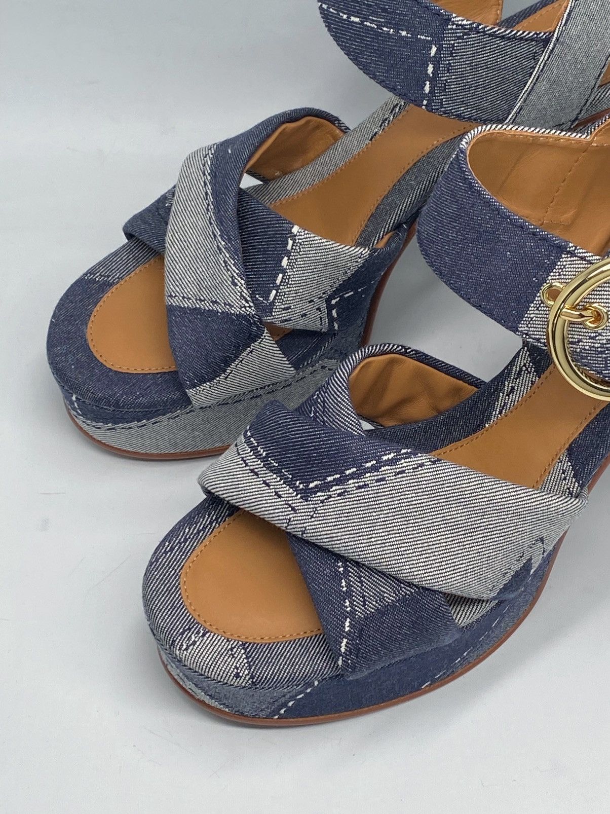 See by Chloe See by Chloe Joei Patchwork Denim Platform Sandals size 39 Size US 9 / IT 39 - 7 Thumbnail