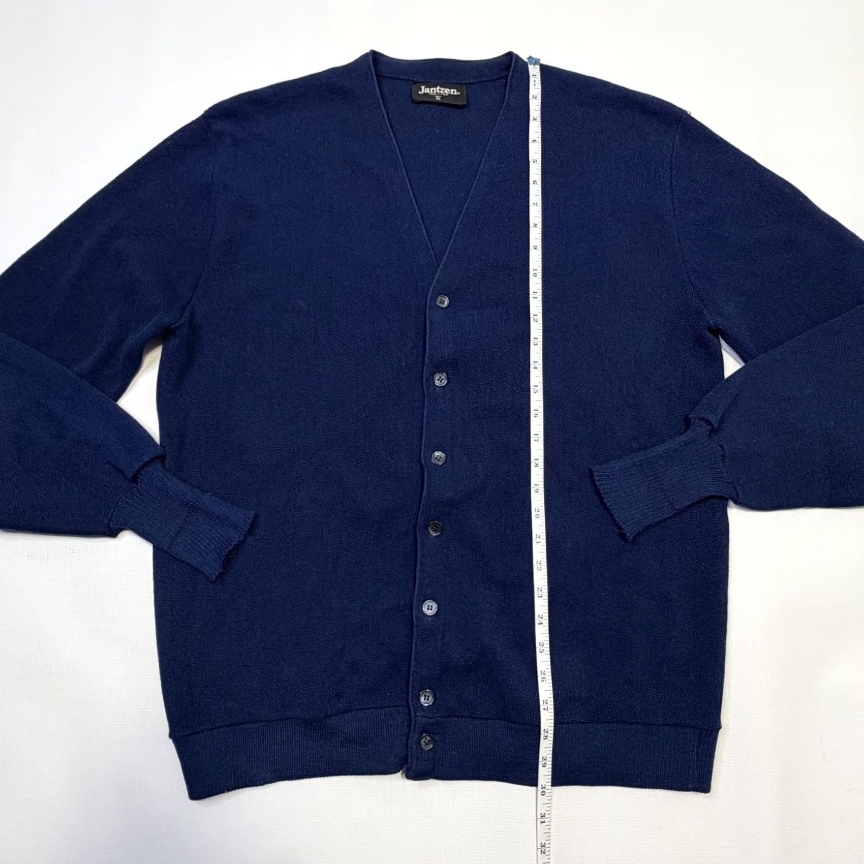 Jantzen VINTAGE Jantzen Cardigan Sweater Mens Big & Tall XL Blue V-Neck Knit Grandpa Cobain USA Size US XL / EU 56 / 4 - 4 Thumbnail