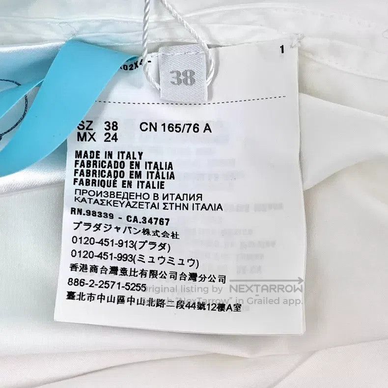 Prada Prada White button design cotton high-neck pleated long-sl Size XS / US 0-2 / IT 36-38 - 6 Thumbnail