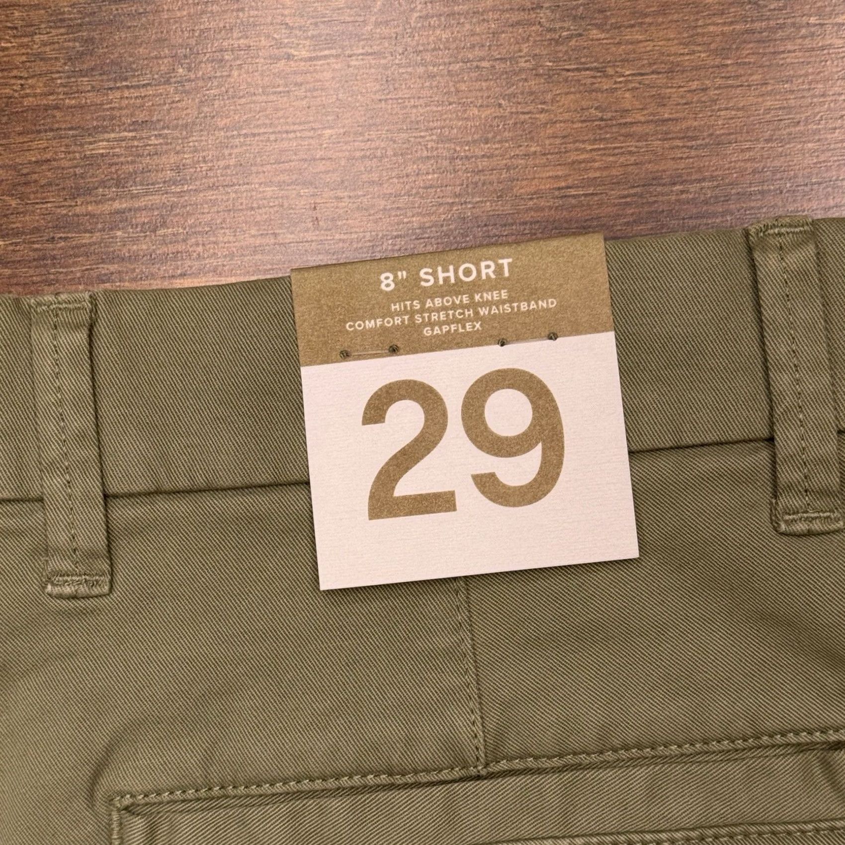 Gap Gap Mens 29 Green Mid Rise Stretch Gapflex 8 Inch Short Chino Casual Summer 98% Cotton 2% Spandex Regular Front Pocket Mens Men Size US 29 - 6 Thumbnail