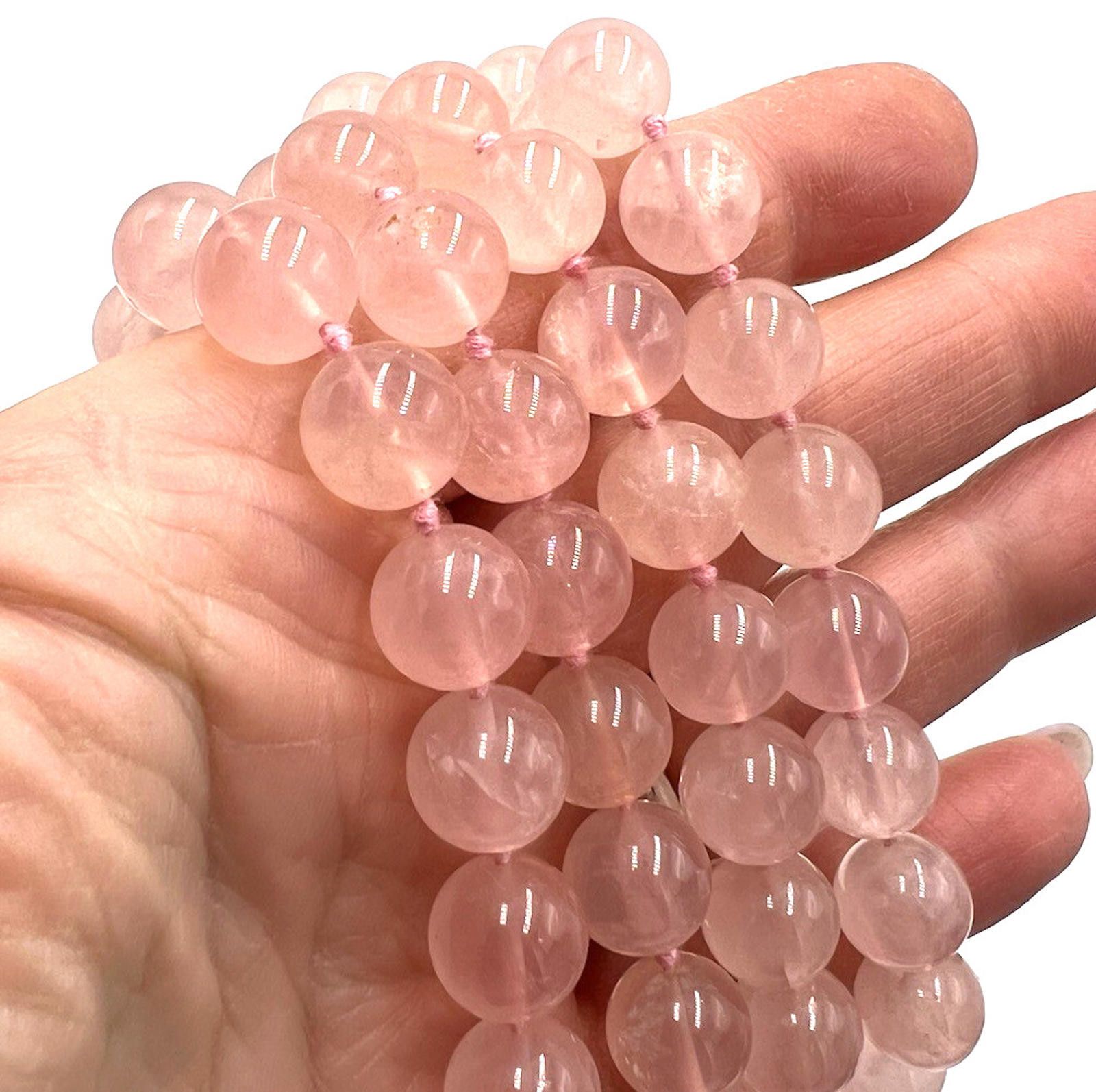 Other Chinese Export Rose Quartz Hand Knotted 10mm Beaded Necklace Size ONE SIZE - 3 Thumbnail