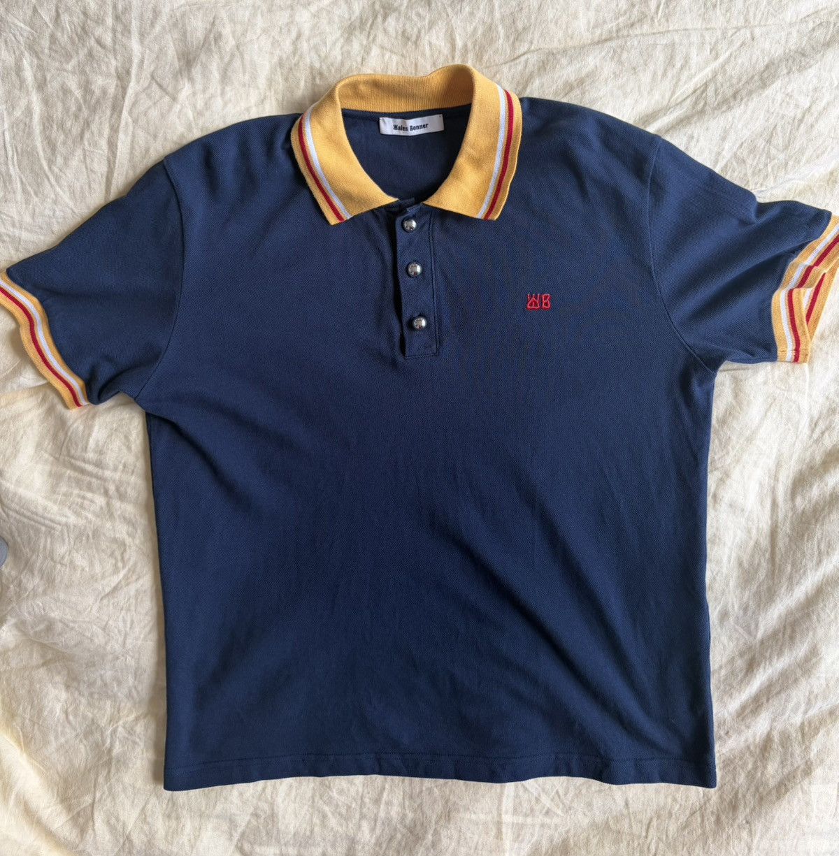 Wales Bonner Navy 'Marathon' SS 2024 Polo Shirt