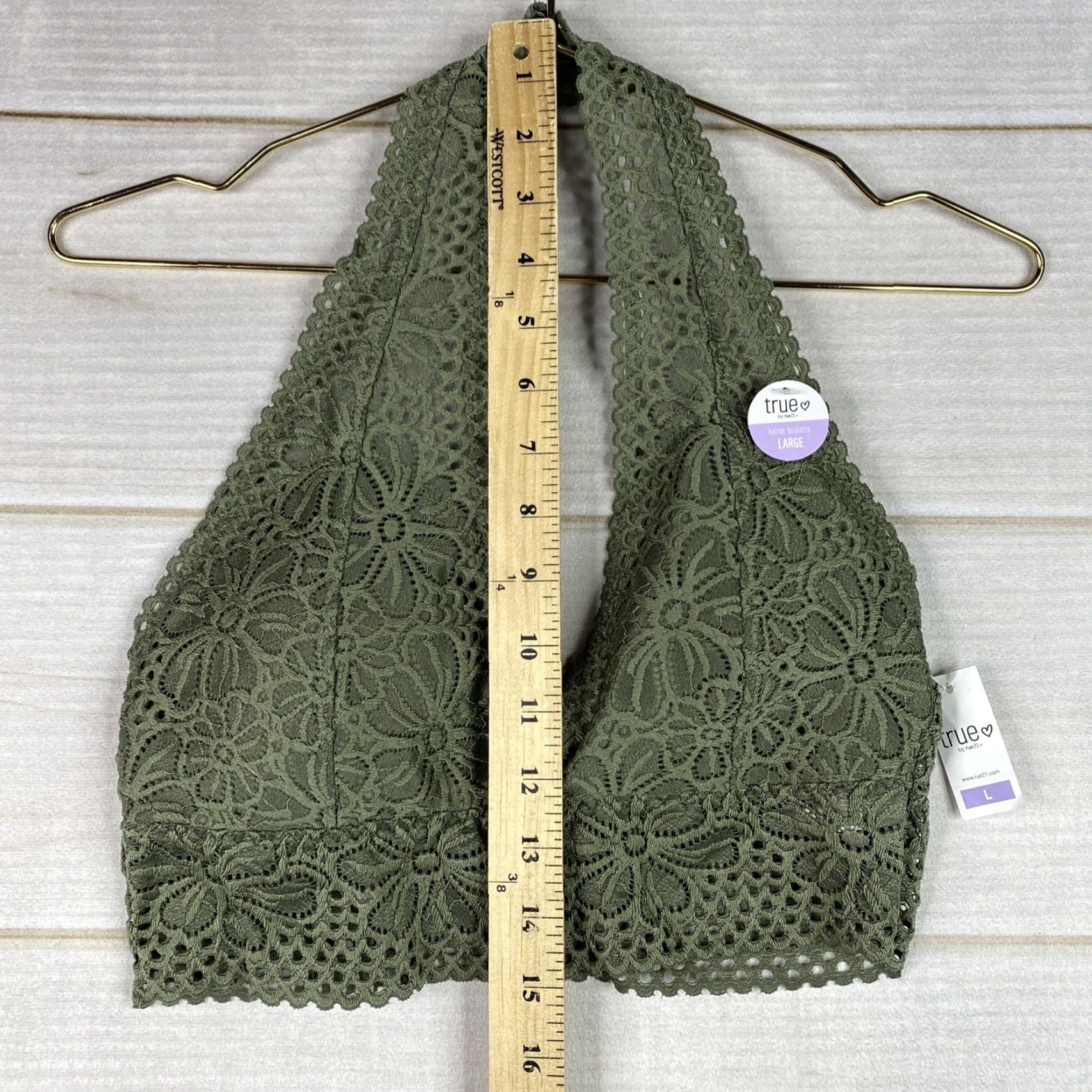 Vintage Rue21 Bralette Women's Size Large Green Floral Print Lace Pullover Bra NWT Size ONE SIZE - 3 Thumbnail