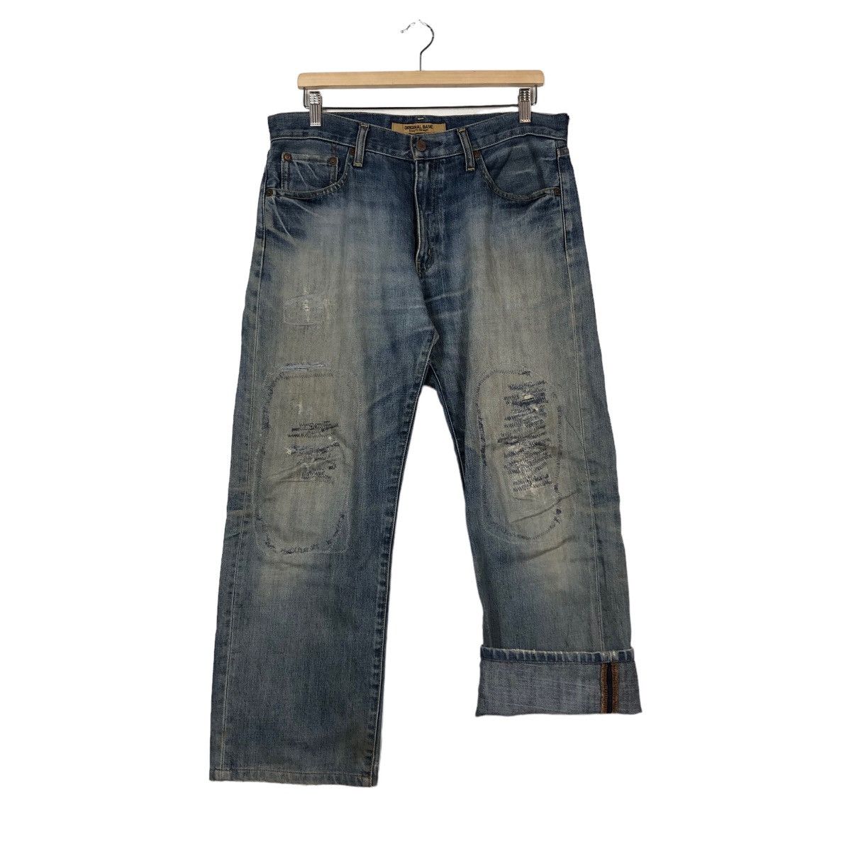 Japanese Brand 🔥90’s Vintage Distressed Denim Jeans Basic Straight S-003 Size US 34 / EU 50 - 9 Thumbnail