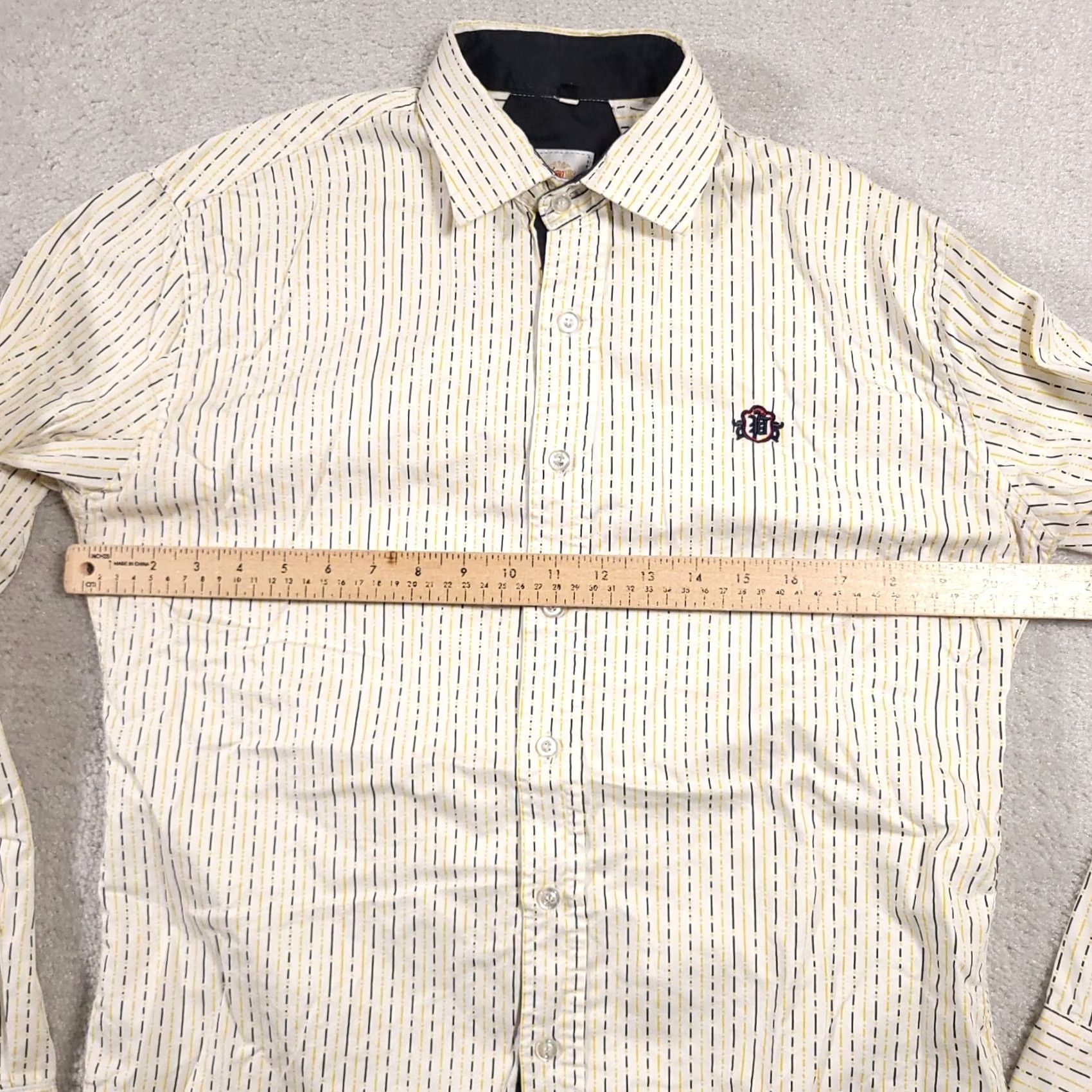 Vintage VINTAGE Levi Gardin Button Down Shirt Men Large Yellow Black Vertical Stripe Long Sleeve Size US L / EU 52-54 / 3 - 6 Thumbnail