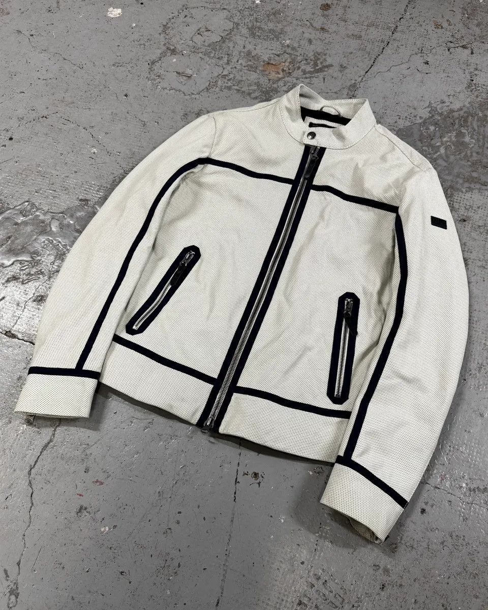 Armani 2010s Armani White & Blue Lined Ricing Jacket Size US S / EU 44-46 / 1 - 3 Thumbnail