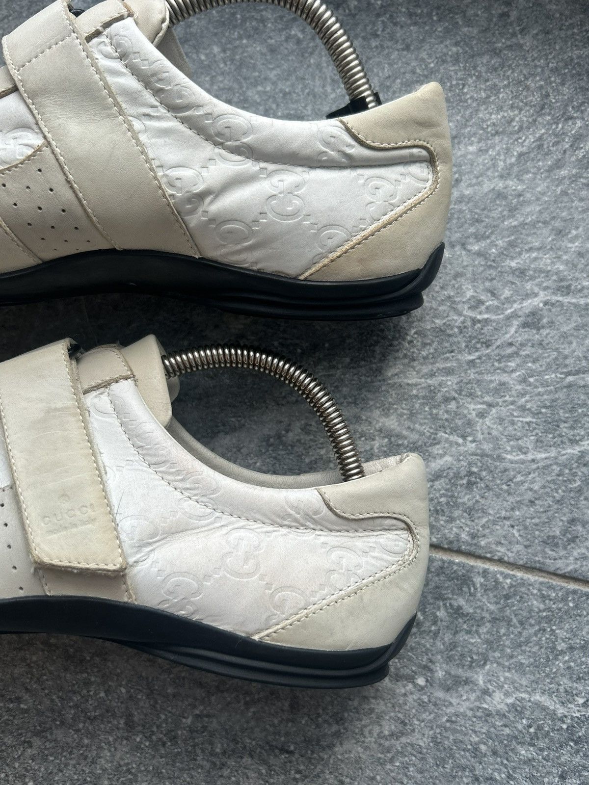 Gucci shoes gucci leather trainers web GG velcro straps sneakers Size US 5.5 / EU 38 - 4 Thumbnail