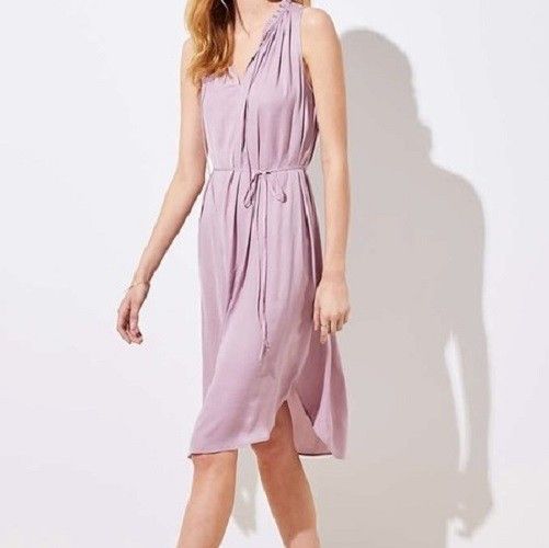 Loft Sleeveless Ruffle Tie Waist Dress in Mauve Color and size M Size M / US 6-8 / IT 42-44 - 1 Thumbnail