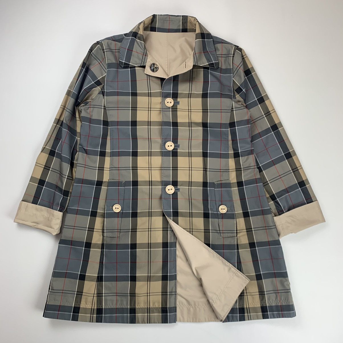 image of Barbour Reversible Derby Mac Waterproof Coat in Beige, Women's (Size Large)