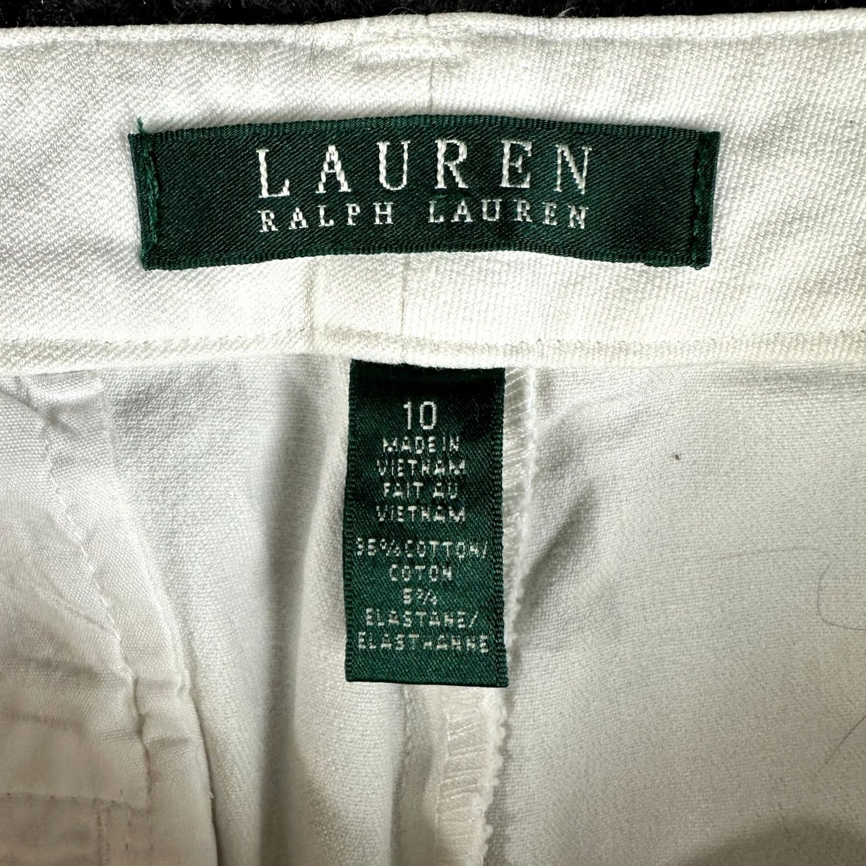 Ralph Lauren Lauren Ralph Lauren Womens Pants White Cotton Stretch Straight Leg Pockets Size 10 Size 32" / US 10 / IT 46 - 4 Thumbnail
