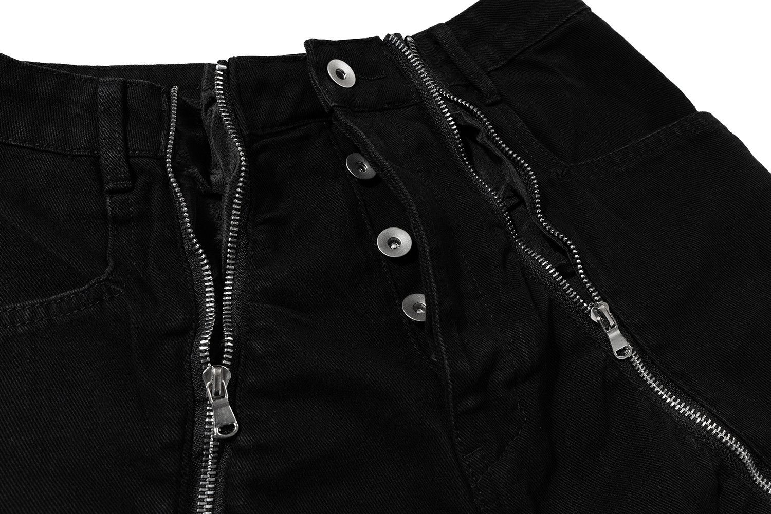 Japanese Brand × Jean Front Curve Zipper Adjustable Black Flare Jeans Size US 31 - 6 Thumbnail