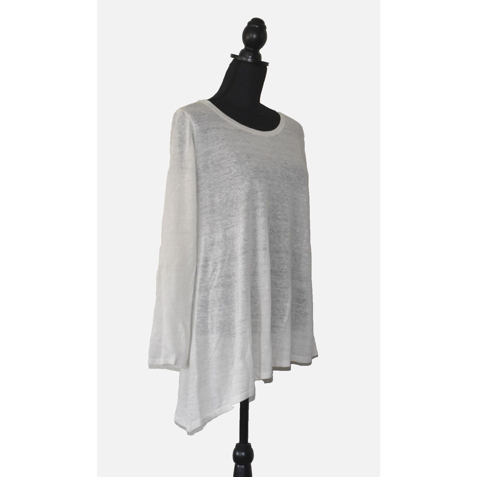 Eileen Fisher NWT EILEEN FISHER Bone Org Linen Crepe Knit Tunic Top S $238 Size S / US 4 / IT 40 - 2 Thumbnail