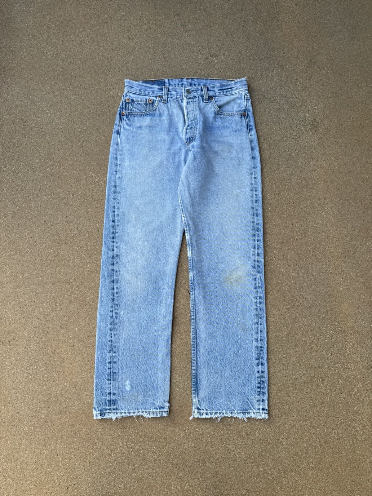Levi's × Vintage Vintage 90’s Levi’s 501xx Buttonfly Straight Leg Jeans 29x28 Size US 29 - 1 Thumbnail