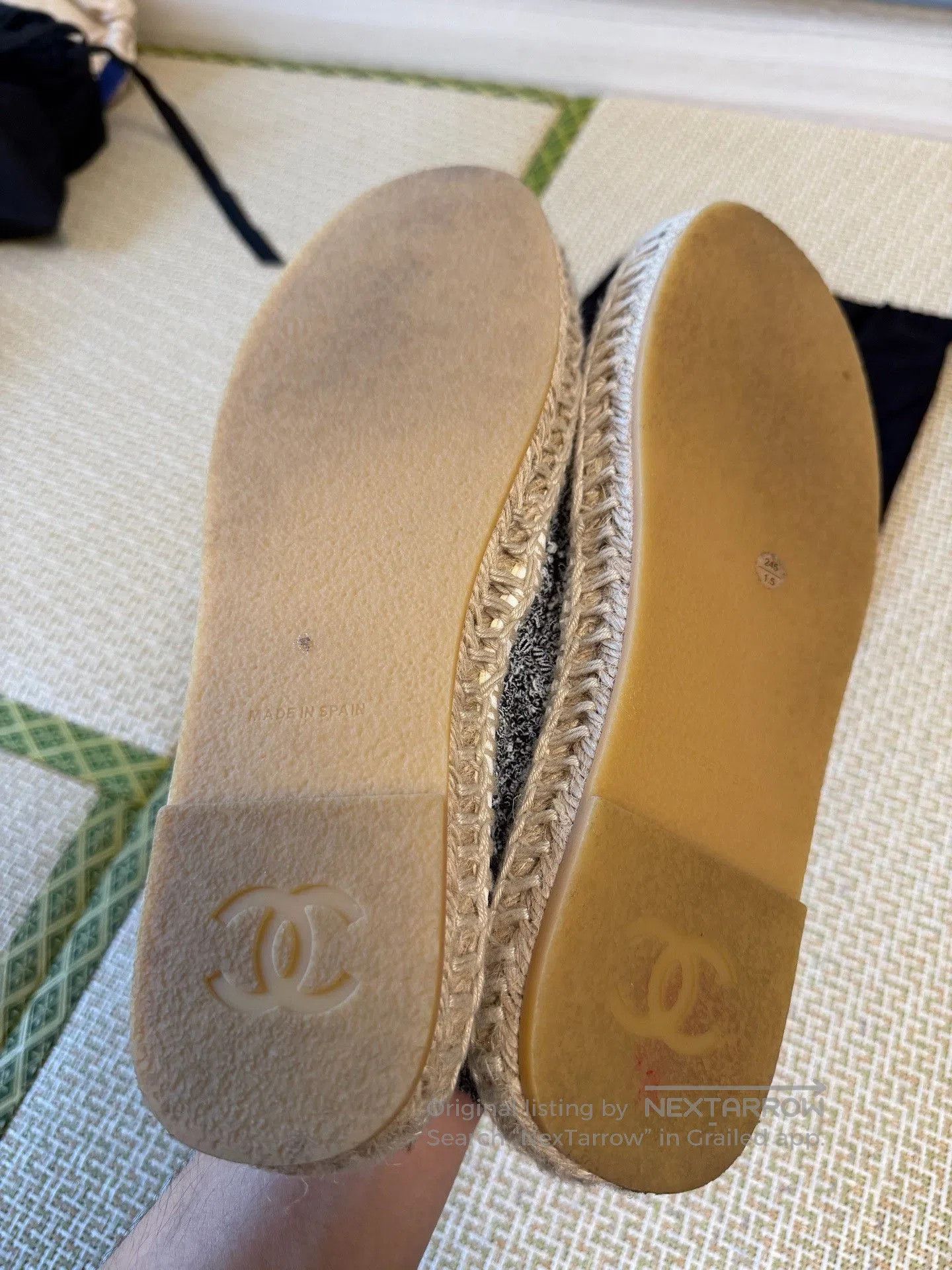 Chanel CHANEL Gray White Sequin Espadrilles. Size US 8 / IT 38 - 7 Thumbnail