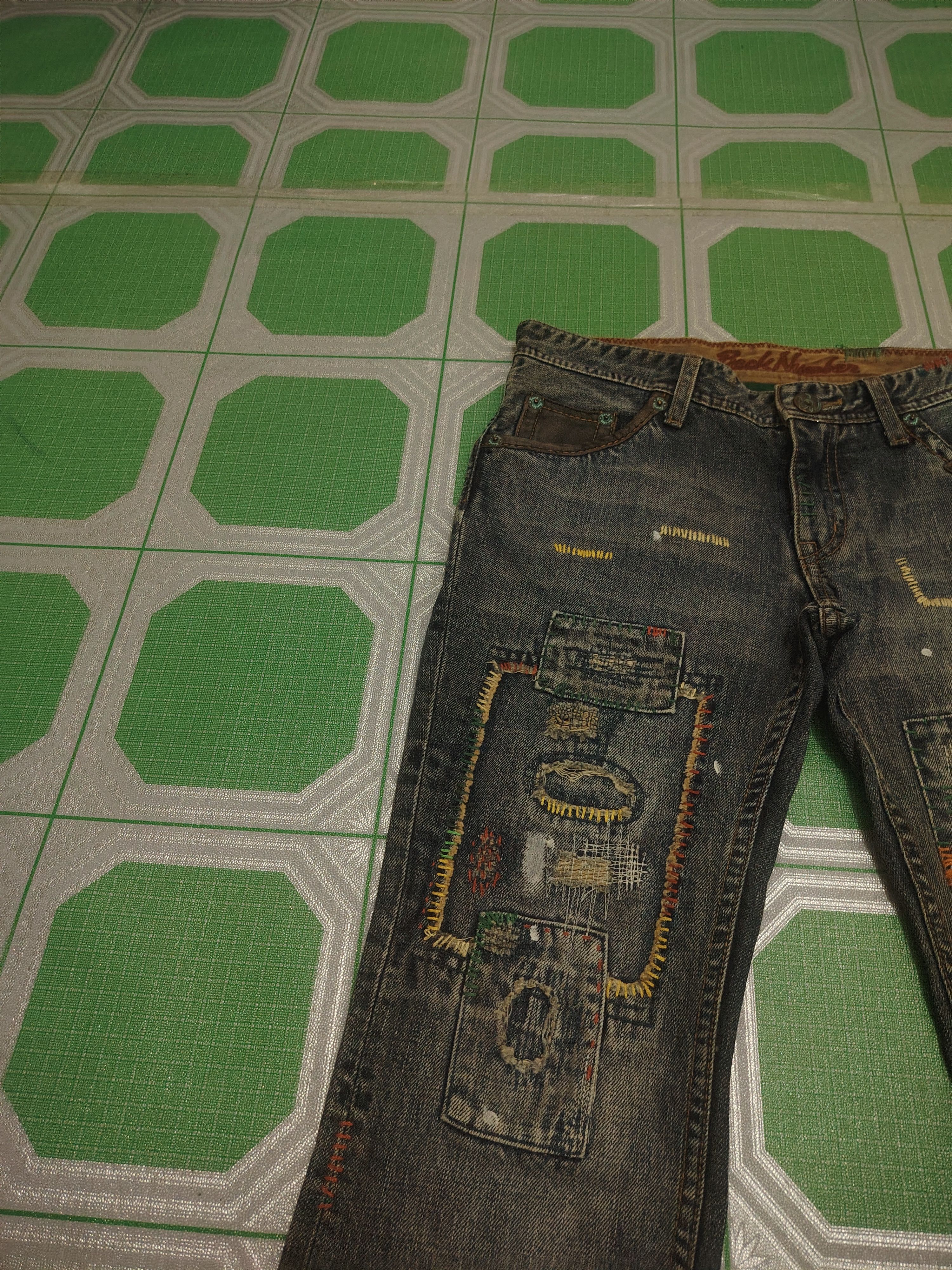 Who Decides War Japanese Back Number Patchwork Boro Flared Jeans Distressed Size US 30 / EU 46 - 8 Thumbnail