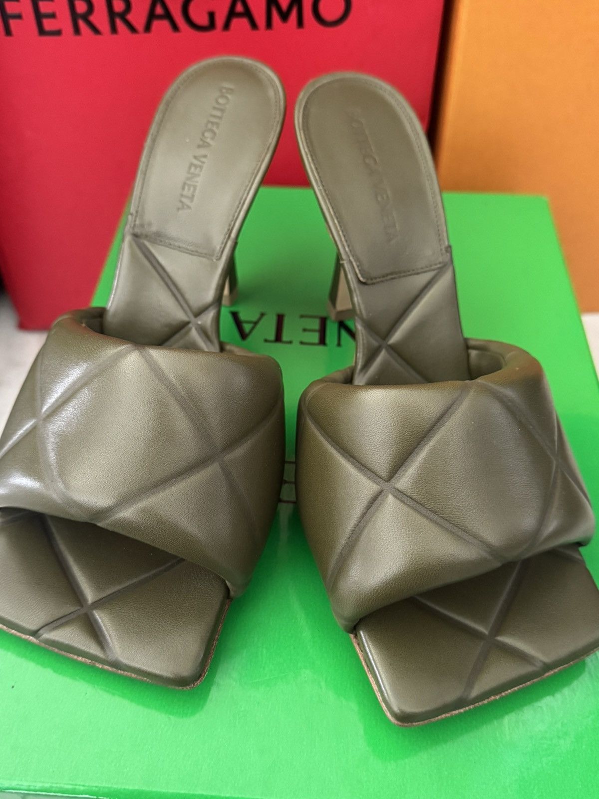 Bottega Veneta Bottega Veneta padded mule green Size US 7.5 / IT 37.5 - 7 Thumbnail