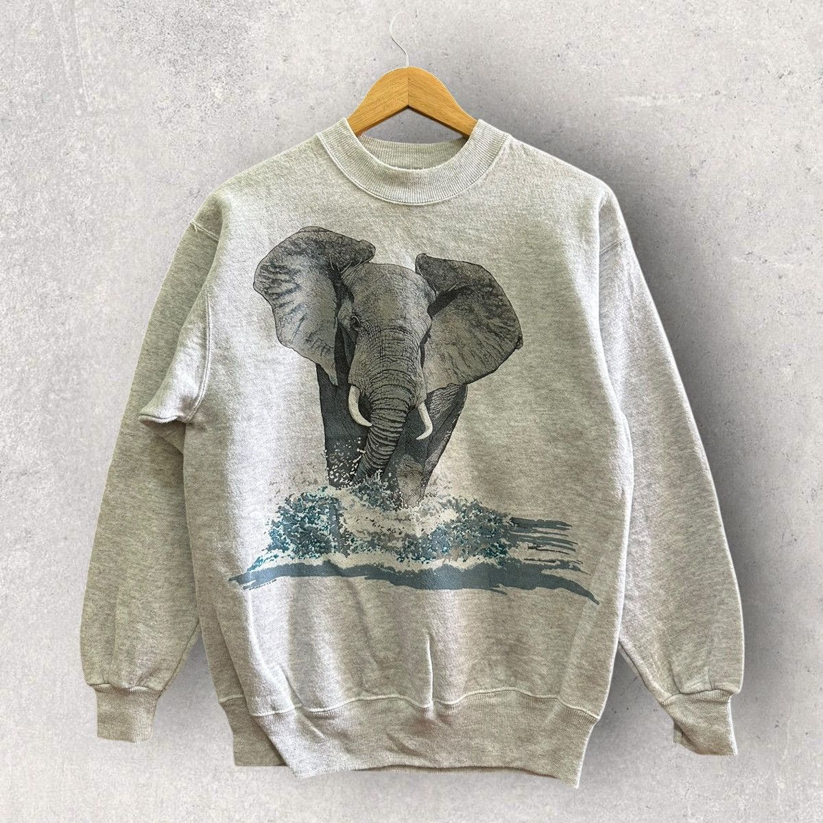 Habitat × Vintage Vintage 80’s Elephant Habitat Sweatshirt Mirror Hanes Tag Size US M / EU 48-50 / 2 - 1 Thumbnail