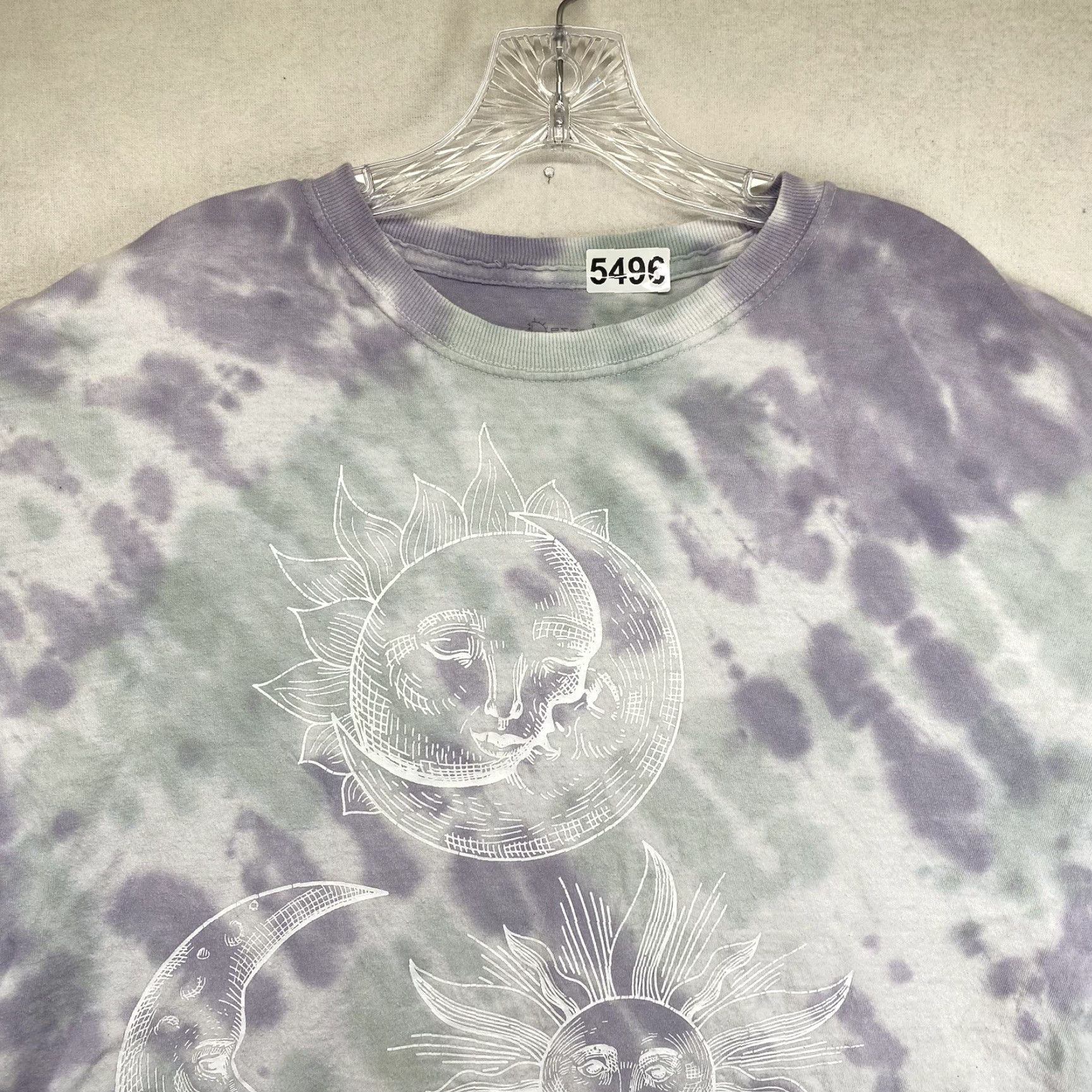 Vintage VINTAGE Desert Dreamer Women's T-Shirt Boxy Fit Summer Tie Dye Purple White Short Sleeve Moon Sun Boho Casual Size L / US 10 / IT 46 - 7 Thumbnail