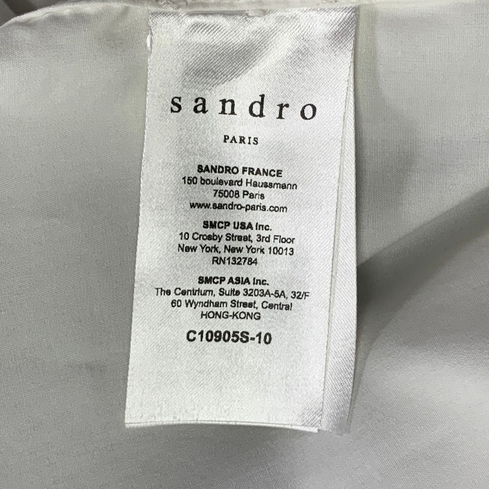 Sandro White Black Cotton Collarless Contrast Trim Long Sleeve Size US L / EU 52-54 / 3 - 7 Thumbnail